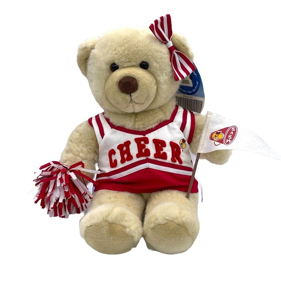 Build A Bear Lil Vanilla Cub Bear NWT 16” Red White Cheer Cheerleader BABW - Picture 1 of 9